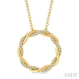 1/10 ctw Entwined Circle Round Cut Diamond Geometric Fashion Pendant With Chain in 10K Yellow Gold