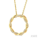 1/10 ctw Entwined Circle Round Cut Diamond Geometric Fashion Pendant With Chain in 10K Yellow Gold