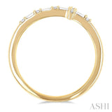 1/5 Ctw Reclined Cross Baguette and Round Cut Diamond Fashion Ring in 10K Yellow Gold