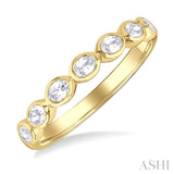 3/4 ctw East-West Set Oval Cut Bezel Diamond Stackable Fashion Band in 14K Yellow Gold