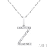 1/10 Ctw Initial 'Z' Round Cut Diamond Fashion Pendant With Chain in Sterling Silver