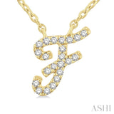 1/20 Ctw Initial 'F' Round cut Diamond Pendant With Chain in 14K Yellow Gold