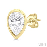 1/5 Ctw Petite Bezel Set Pear Cut Diamond Fashion Stud Earring in 10K Yellow Gold