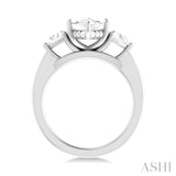 1/2 Ctw Marquise Shape Trillion and Round Cut Diamond Semi Mount Engagement Ring in 14K White Gold