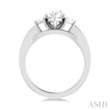 1/4 Ctw Pear Shape Trillion Cut & Round Cut Diamond Semi Mount Engagement Ring in 14K White Gold