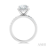 1/3 Ctw Oval Shape Round Cut Diamond Semi Mount Engagement Ring in 14K White Gold