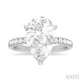 1/3 Ctw Pear Shape Round Cut Diamond Semi Mount Engagement Ring in 14K White Gold