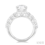 7/8 Ctw Pear Shape Round Cut Diamond Semi Mount Engagement Ring in 14K White Gold