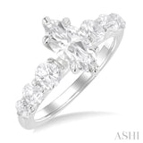 1 1/10 Ctw Marquise Shape Round Cut Diamond Semi Mount Engagement Ring in 14K White Gold