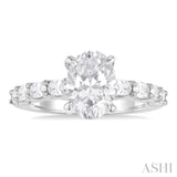 1 1/3 Ctw Oval Shape Oval and Round Cut Diamond Semi Mount Engagement Ring in 14K  White Gold