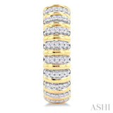 1/4 Ctw Ribbed Round Cut Diamond Half Hoop Earring in 10K Yellow Gold