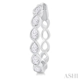 1 Ctw Bezel Set Pear Cut Diamond Fashion Hoop Earring in 14K White Gold