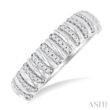 1/6 Ctw Ribbed Round Cut Diamond Fashion Ring in 14K White Gold