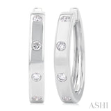 1/3 Ctw Flush Bezel Set Diamond Fashion Hoop Earring in 14K White Gold