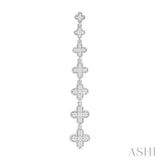 1/2 Ctw Graduated Four-Leaf Clover Round Cut Diamond Fashion Long Earring in 14K White Gold