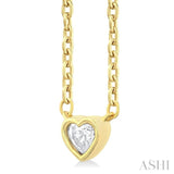 1/6 Ctw Petite Bezel Set Heart Shape Diamond Fashion Pendant With Chain in 10K Yellow Gold