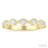 3/4 Ctw East-West Set Marquise Cut Bezel Diamond Stackable Fashion Band in 14K Yellow Gold