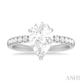 1/3 Ctw Pear Shape Round Cut Diamond Semi Mount Engagement Ring in 14K White Gold