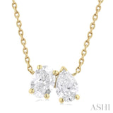 3/4 Ctw Toi Et Moi Oval and Pear Cut Diamond Necklace in 14K Yellow Gold