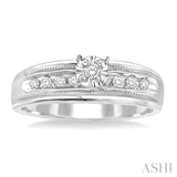 1/8 Ctw Round Cut Diamond Engagement Ring in 14K White Gold