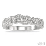 1/10 Ctw Round Cut Diamond Wedding Band in 14K White Gold