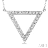 1/6 Ctw Triangle Cutout Round Cut Diamond Pendant With Link Chain in 10K White Gold