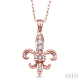 1/6 Ctw Round Cut Diamond Fleur De Lis Pendant in 14K Rose Gold with Chain