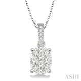 1/3 Ctw Oval Shape Diamond Lovebright Pendant in 14K White Gold with Chain